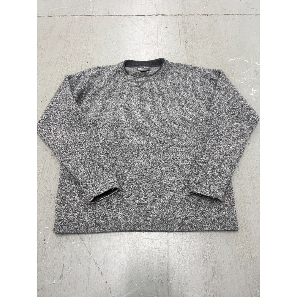 Woolrich Sweater Men M Gray Black Speckled Wool Blend Knit Long Sleeve Cabincore